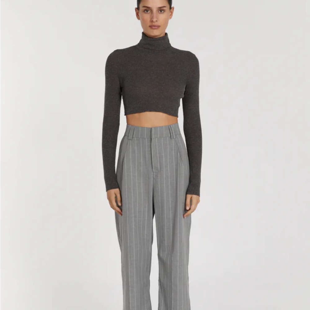 Charcoal Gray Turtleneck Crop Top